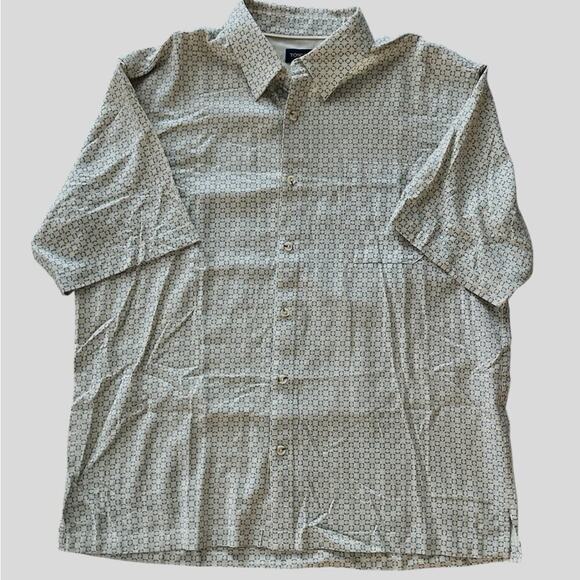 Toscano 100% Silk Shirt Size XL Button Down Micro Geometric Casual Loose Fit - Picture 1 of 10